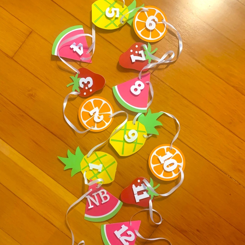 One Year Birthday Fruit Photo Banner
